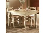 TAVOLO IN LEGNO ALLUNGABILE A LIBRO GAMBE TORNITE CON 4 SEDIE MOD VENEZIA PAGLIA