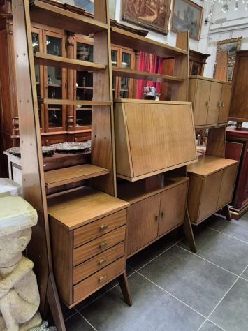 PARTICOLARE MOBILE LIBRERIA SVEDESE DI ANTIQUARIATO MODERNARIATO ANNI 60/70