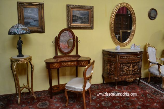Specchio ovale dorato con intagli a foglie - Foto 6