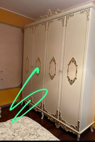 Armadio stile barocco foglia oro avorio camera da letto classica con spedizione