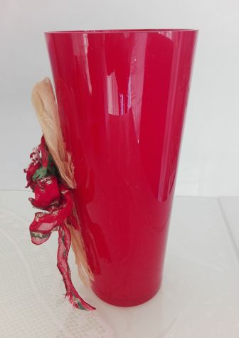 VASO NATALIZIO CONROY DECORATO IN VETRO ROSSO H30 D14 - Foto 3