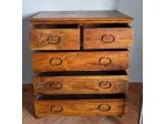 Comò Cassettiera 5 Cassetti Legno Massello Stile Etnico / Rustico -