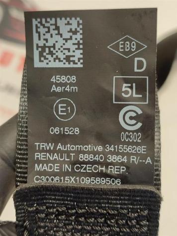 CINTURA DI SICUREZZA POSTERIORE DX RENAULT Twingo III serie 888403864R 34167086C H4D400 (14) - Foto 3