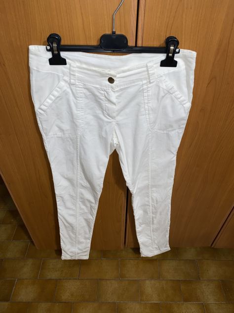 PANTALONI DA DONNA VINTAGE ESTIVI BIANCHI ELASTICIZZATI MESSI SOLO 2/3 VOLTE - Foto 3