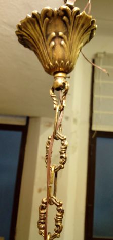 Lampadario 5 Luci bracci in Ottone e legno - Foto 5