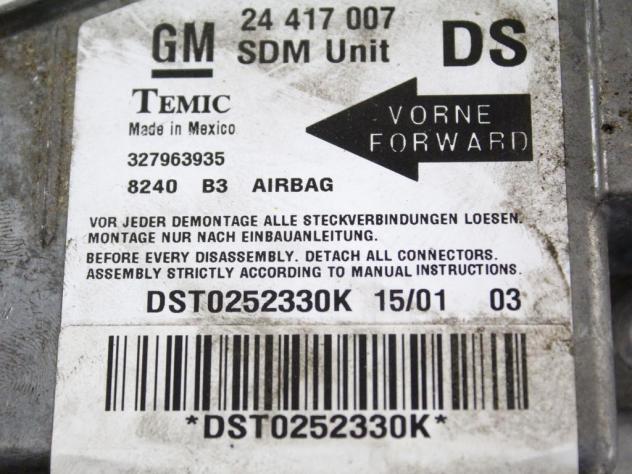 24417007 CENTRALINA AIRBAG OPEL CORSA C 1.0 B 43KW 5M 5P (2001) RICAMBIO USATO - Foto 6