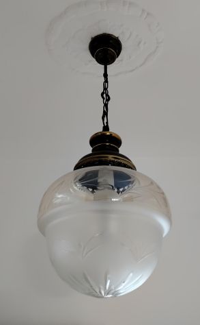 2x lampadari anni 70/80 modernariato vintage a palla in vetro a sospensione. - Foto 4
