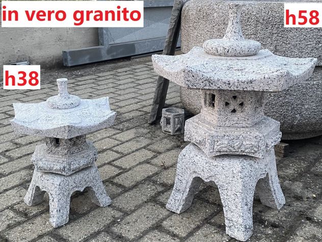 Lanterna Giapponese gigante Rokkaku Yukimi in pietra granito - Foto 4
