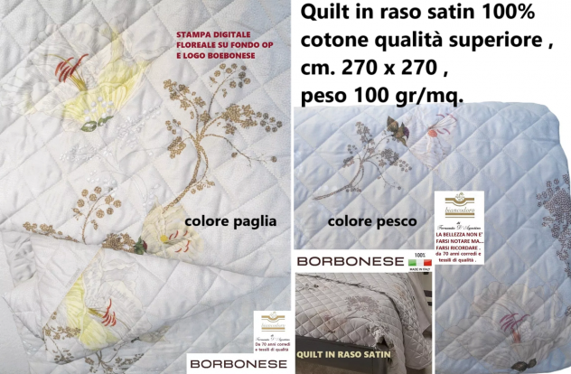 BORBONESE quilt copriletto trapuntino matrimoniale 2 varianti