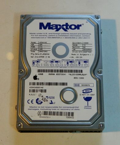 HDD Maxtor 4D040H2 40GB IDE 3.5”