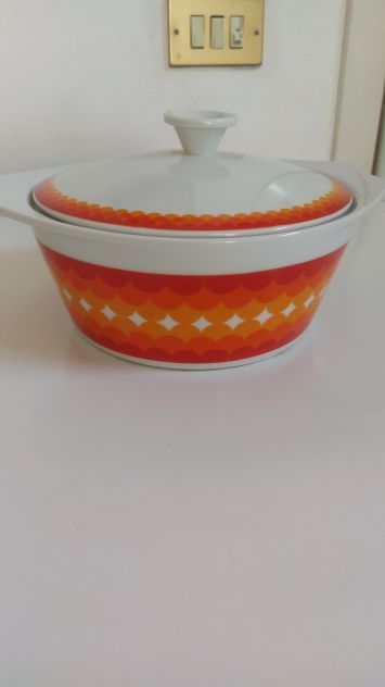 Zuppiera in porcellana/ceramica bianca e arancione - Foto 4