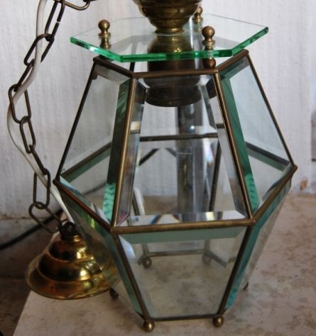lampadario vintage a lanterna esagonale cristallo - Foto 5