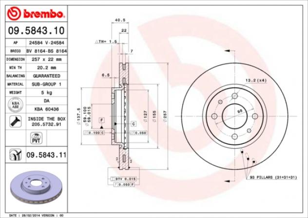 Brembo Disco  Freno 09584311
