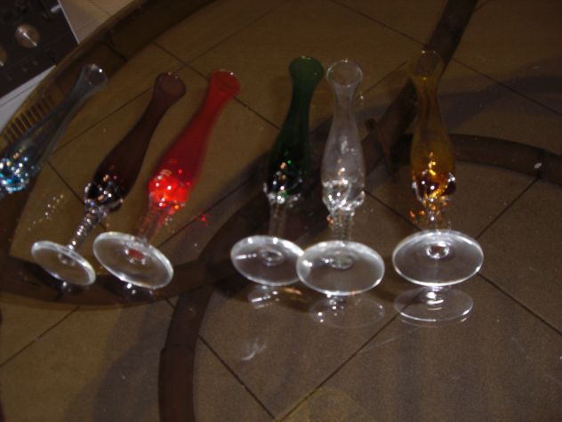 Murano 6 bicchieri in vetro colori vari. Manifattura artigianale. Ottimi. - Foto 2