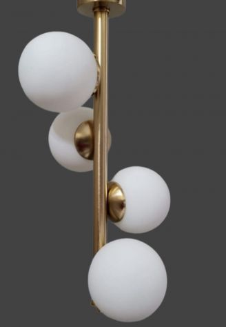 lampadario 4 luci nadia sfere vetro design nuovo moderna bianco opaco joshop