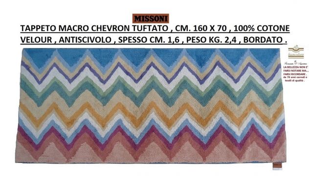 Tappeti Missoni cm. 160 x 70 , 100% cotone , multiuso , lavabili in lavatrice - Foto 5