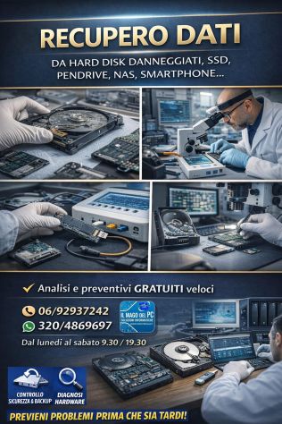 ROMA RECUPERO DATI HARD DISK SSD NAS PENDRIVE SMARTPHONE WWW.COMPUTERITALIA.IT