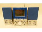 Radiolina FM colore blu metallizzato, casse acustiche esterne