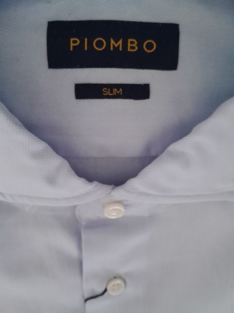 Piombo camicia azzurra slim fit - Foto 3