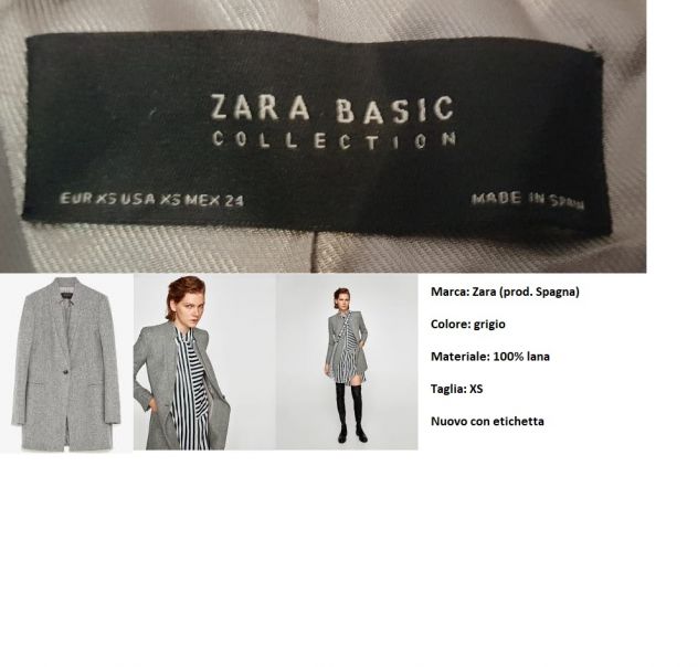 Cappotto Zara grigio, tg. XS, 100% lana, NUOVO CON ETICHETTA! - Foto 4