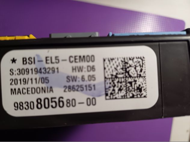 BSI-EL5-CEMOO HW:D6 SW:6.05 S:3091943291 9830805680-00 28625151 - Foto 2