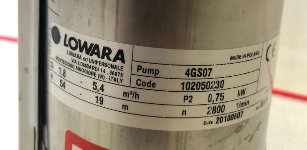 4GS07 Lowara Corpo Pompa sommersa per pozzi portata fino a 5.4 mc/h