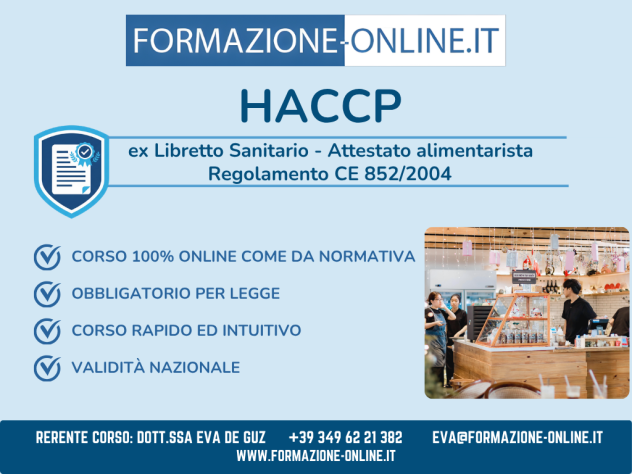 CORSO ONLINE ALIMENTARISTA - ATTESTATO HACCP - LECCO