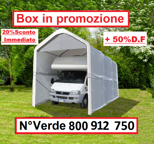 -25% + eventuali Propmo BOX Copertura Camper, auto-Pensiline auto e antigrandine