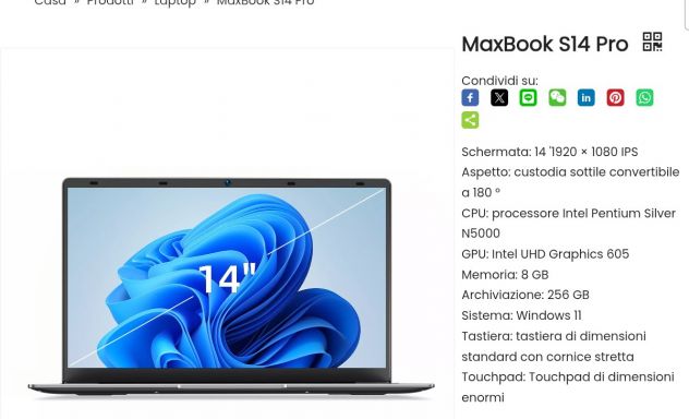 BMAX MaxBook S14 Pro 14" (8GB RAM - 256GB SSD) - Come Nuovo- Bergamo - Foto 5