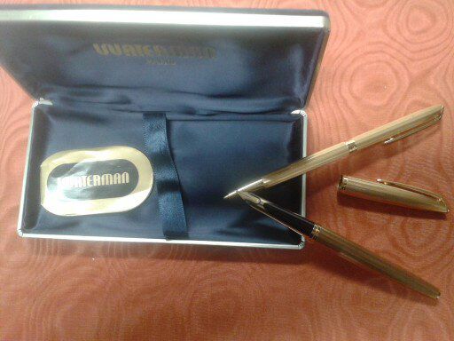 COPPIA DI PENNE PLACCATE ORO WATERMAN PARIS - Foto 4