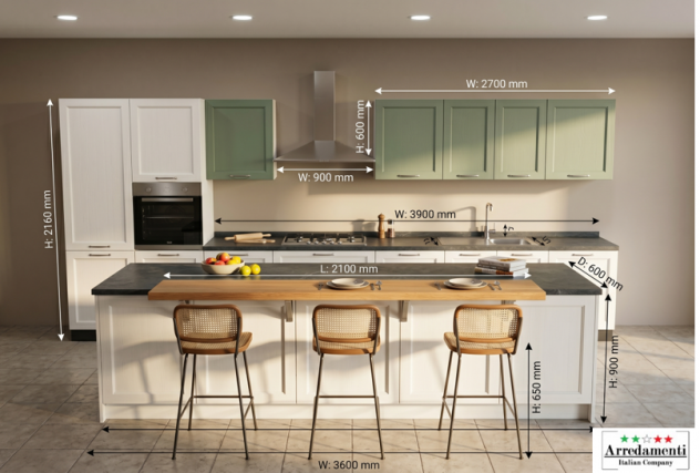 CUCINA NUOVA LINEARE CON ISOLA+PIANO SNACK COMPRESO DI ELETTRODOMESTICI CUCINE - Foto 2