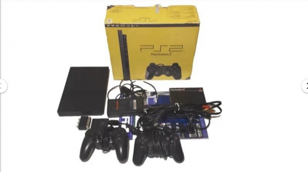 console playstation ps ps2 pal 70004 slim + giochi 2 joypad cavi demo scatolo - Foto 3