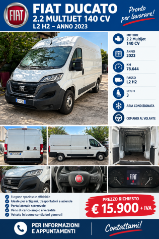 Fiat Ducato 2.2 Mjet 140 cv 2023!!! L2H2