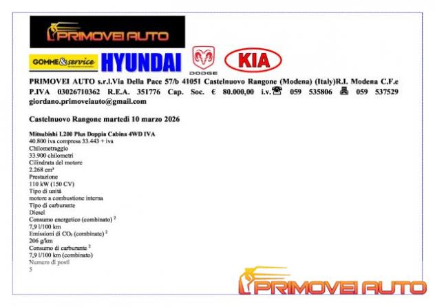 MITSUBISHI L200 2.3 D Doppia Cabina 4x4 rif. 23437513 - Foto 3
