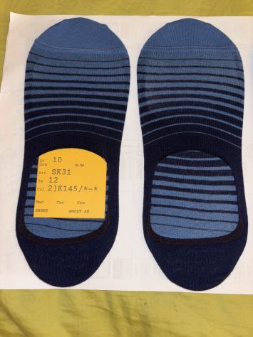 3 PAIA DI CALZE NUOVE UGUALI,UNISEX,FANTASMINI INVISIBILI,A RIGHE BLU E AZZURRO, - Foto 3