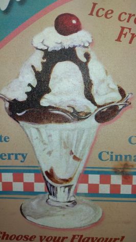 TABELLA PUBBLICITSRIA STAMPA SU TELA DA GELATERIA ANNI 80 MILKSHAKE - Foto 6