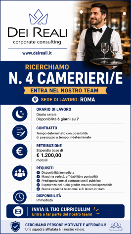 CAMERIERI/E DI SALA – ROMA