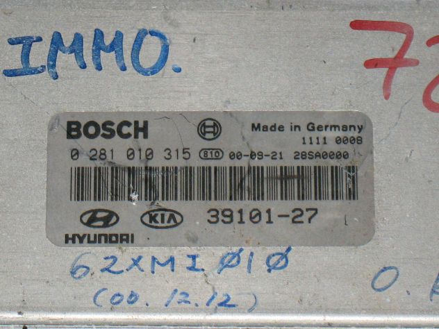 0281010315 ECU CENTRALINA HYUNDAI SANTA FE 2.0 CRDI 0281010315 39101-27 EDC15C7 - Foto 2