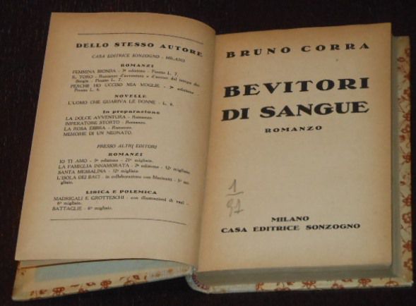 Bevitori di sangue, Bruno Corra, Sonzogno 1922. - Foto 2