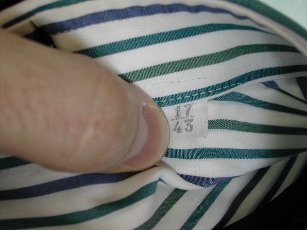 Camicia biancha righe blu verdi Taglia 43 - Foto 2