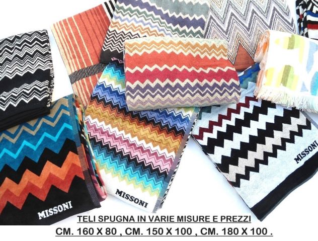 Teli spugna MISSONI , mare piscina bagno ecc. unisex varie misure e prezzi