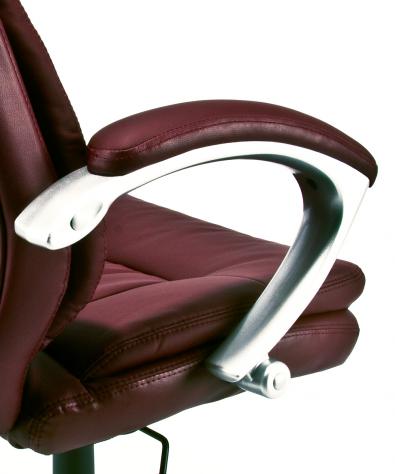 POLTRONA UFFICIO ERGONOMICA GIREVOLE IN ECOPELLE BORDEAUX - DIREZIONALE MODELLO ROGER - NUOVA - Foto 5