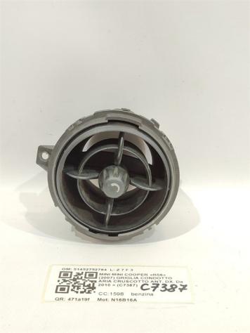 BOCCHETTA ARIA CRUSCOTTO DX MINI Cooper 2° Serie 51452752764 N16B16A (0613)
