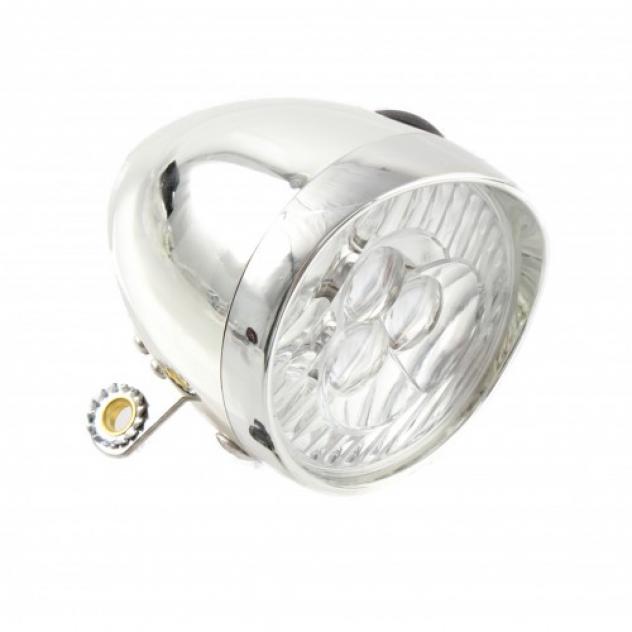 Faro anteriore retrò cromato led bianchi bici