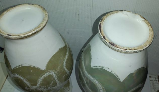 COPPIA DI VASI IN CERAMICA FILETTATI ORO ZECCHINO EPOCA ANNI 50/60 - Foto 9