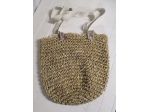 Borsa di paglia e foderata in tessuto bianco all'interno, Vintage anni '70.