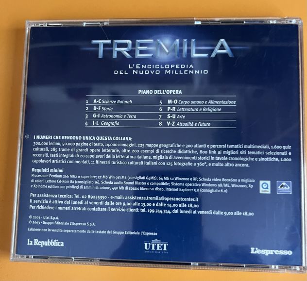 ENCICLOPEDIA MULTIMEDIALE TREMILA UTET - 8 CD ROM. - Foto 2