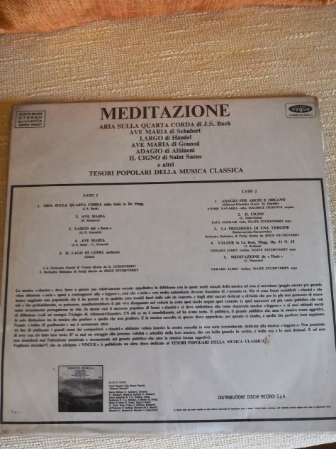 Disco Vinile Lp 33 giri "MEDITAZIONE - Tesori popolari della musica classica" - Foto 3