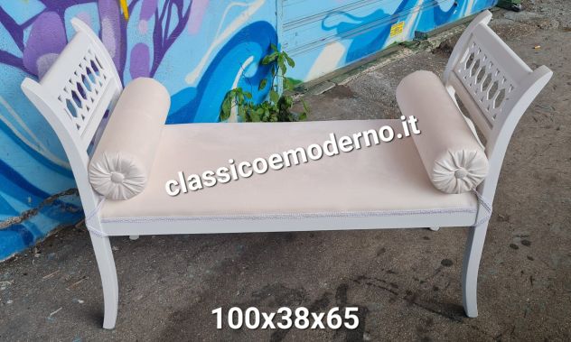 Panca panchetta velluto bianca colori e tessuti a scelta con apedizione
