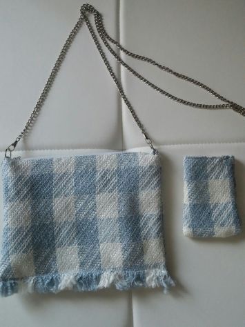 BORSA PIATTA CON TRACOLLA IN PIED DE POULE - Foto 4